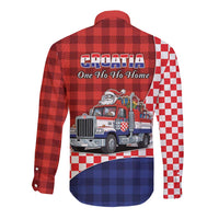 Croatia Christmas Long Sleeve Button Shirt Santa Claus Drives Home With Gifts - Wonder Print Shop