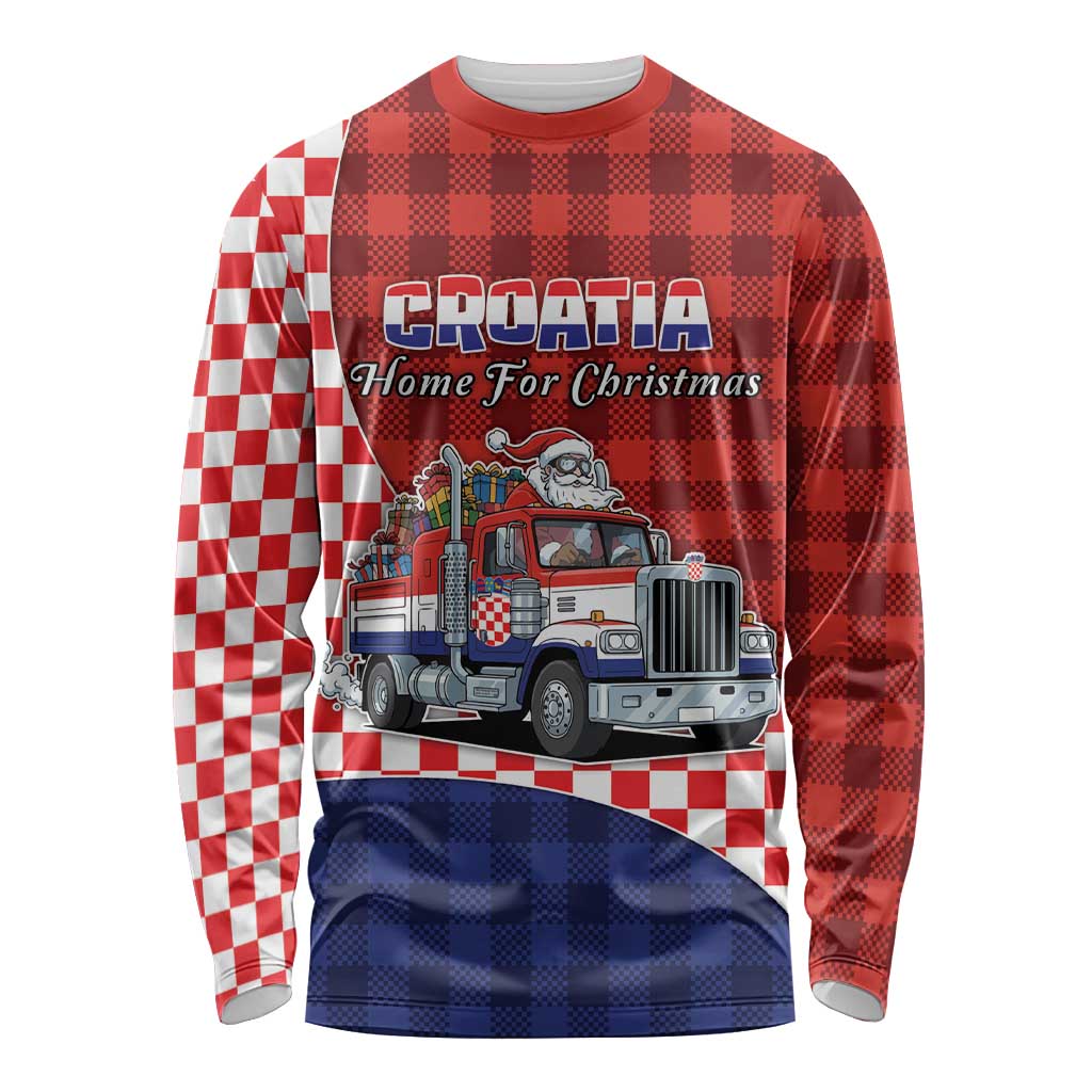 Croatia Christmas Long Sleeve Shirt Santa Claus Drives Home With Gifts - Wonder Print Shop