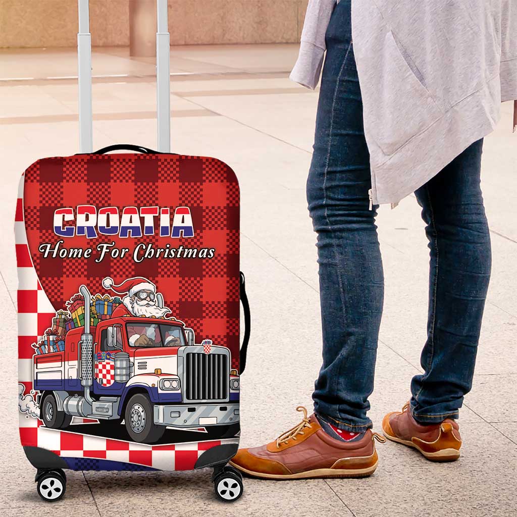 Croatia Christmas Luggage Cover Santa Claus Drives Home With Gifts - Wonder Print Shop