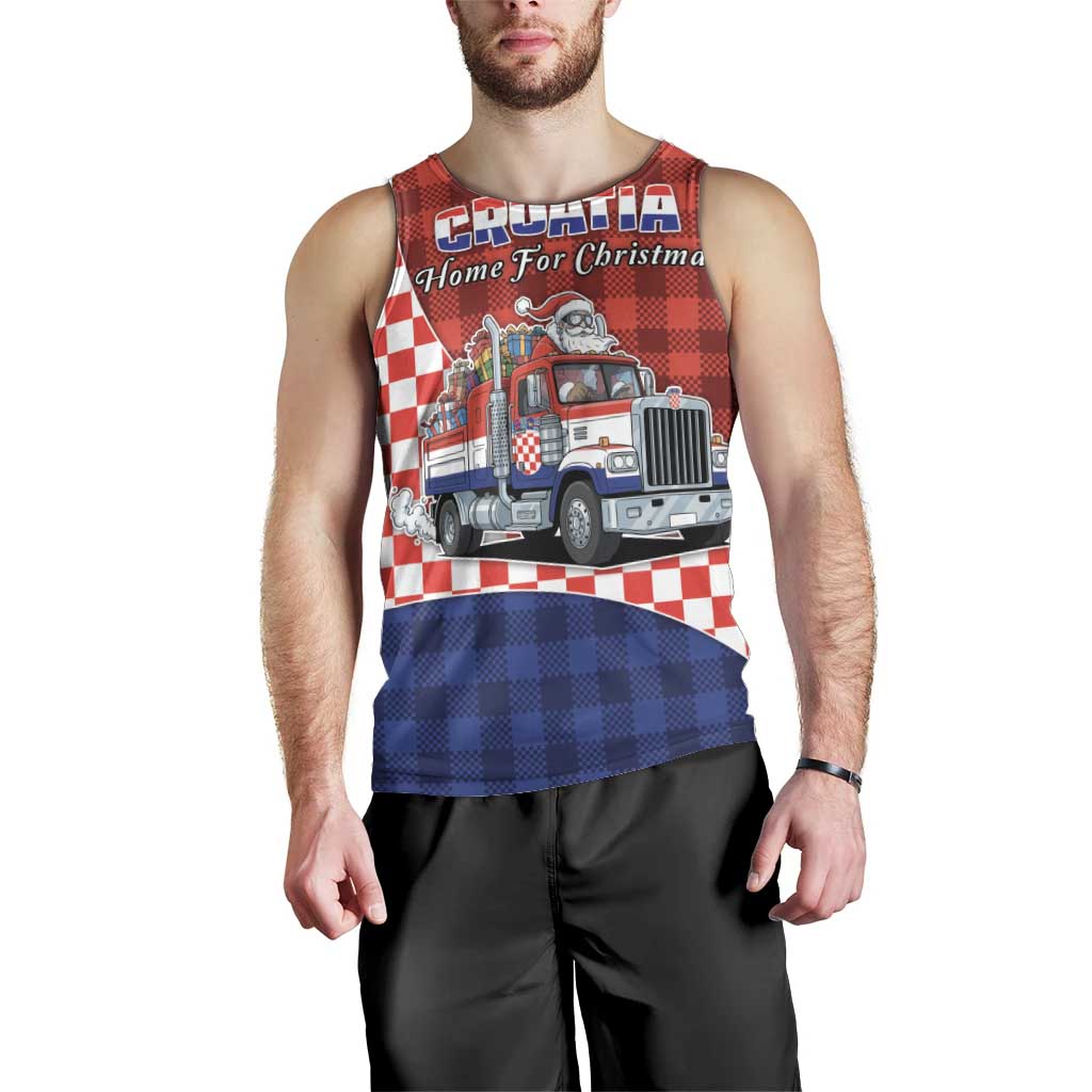 Croatia Christmas Men Tank Top Santa Claus Drives Home With Gifts - Wonder Print Shop