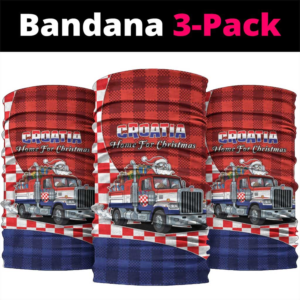 Croatia Christmas Neck Gaiter Santa Claus Drives Home With Gifts - Wonder Print Shop