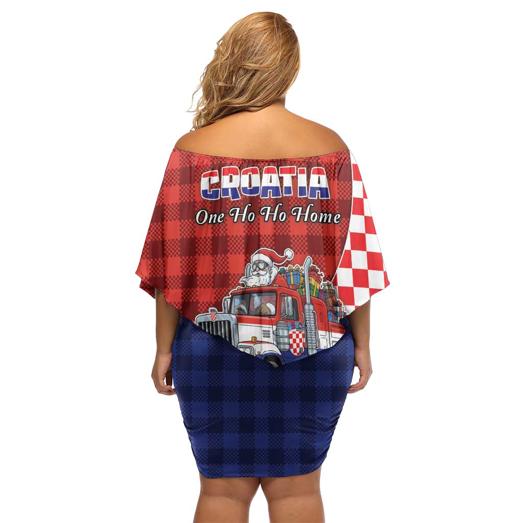 Croatia Christmas Off Shoulder Short Dress Santa Claus Drives Home With Gifts - Wonder Print Shop