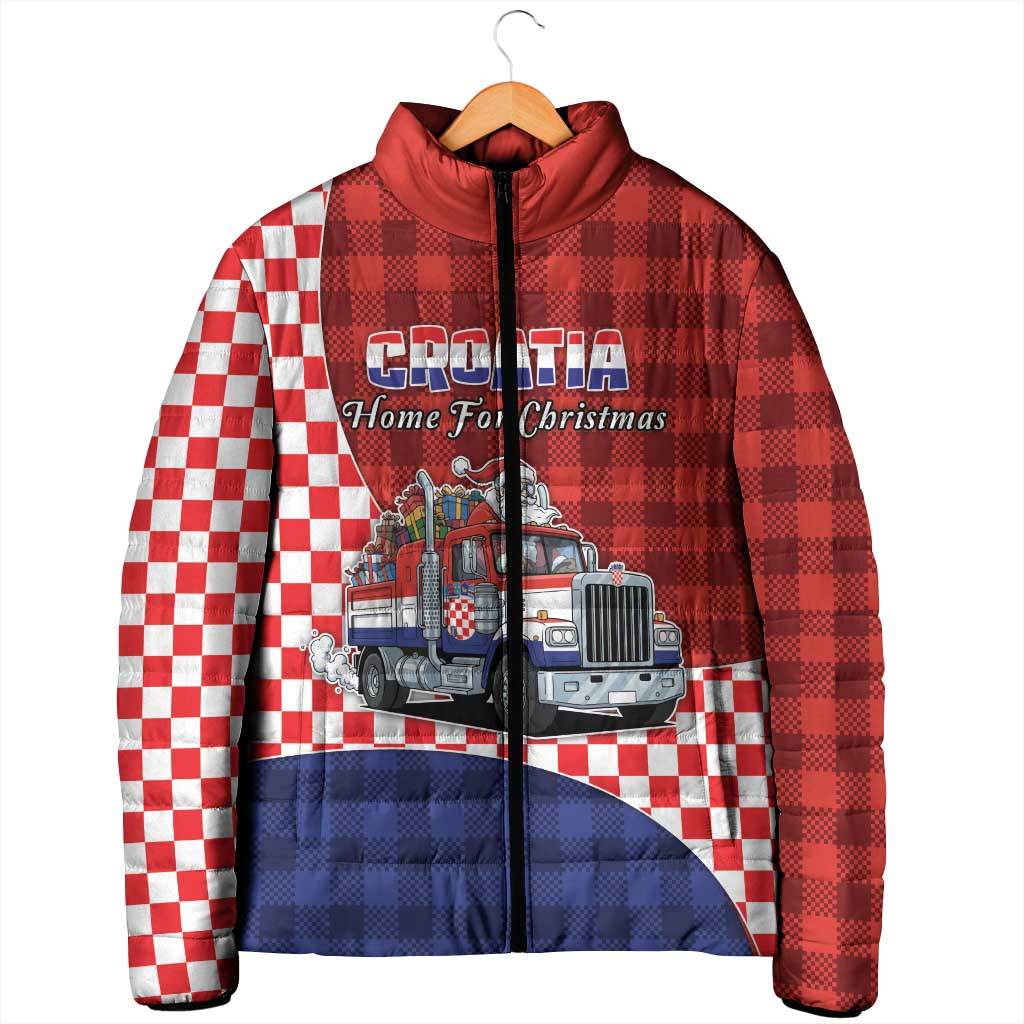 Croatia Christmas Padded Jacket Santa Claus Drives Home With Gifts - Wonder Print Shop