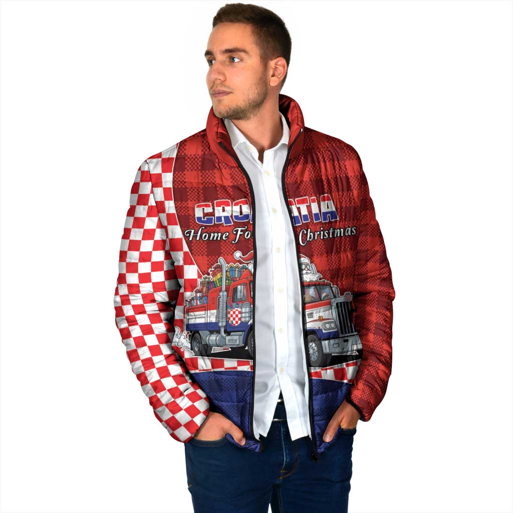 Croatia Christmas Padded Jacket Santa Claus Drives Home With Gifts - Wonder Print Shop
