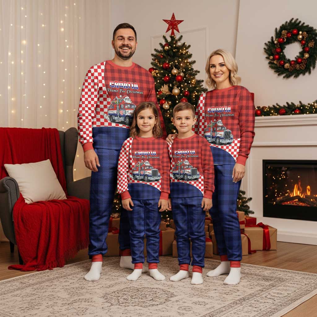 Croatia Christmas Pajama Set Santa Claus Drives Home With Gifts - Wonder Print Shop