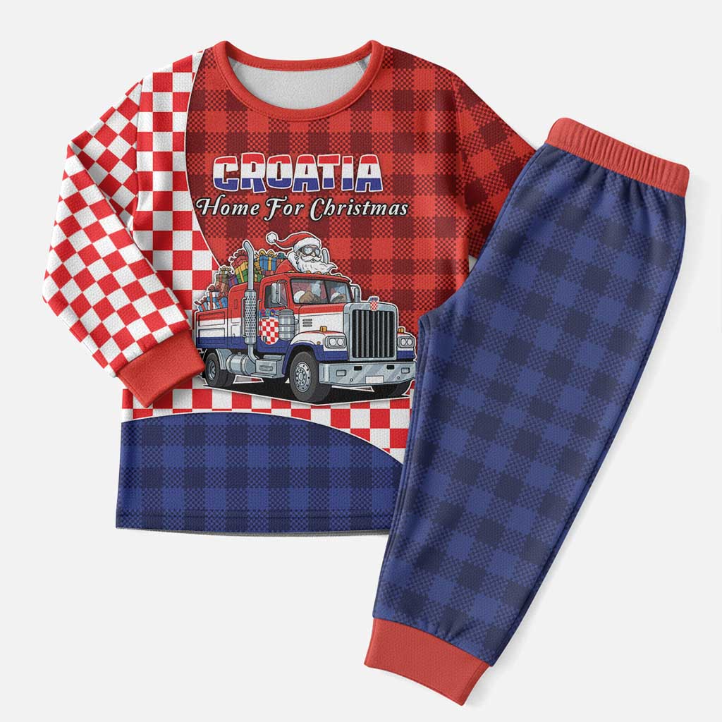 Croatia Christmas Pajama Set Santa Claus Drives Home With Gifts - Wonder Print Shop