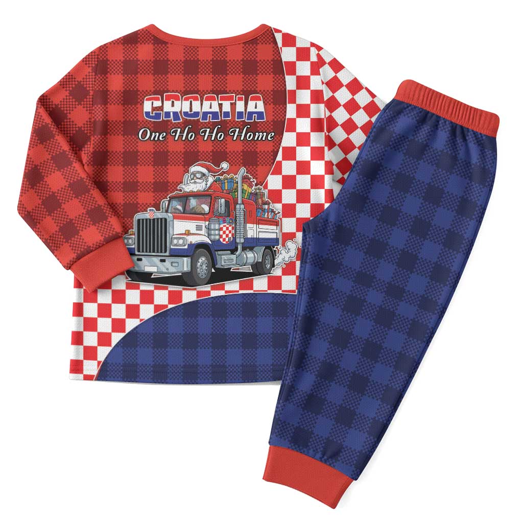 Croatia Christmas Pajama Set Santa Claus Drives Home With Gifts - Wonder Print Shop