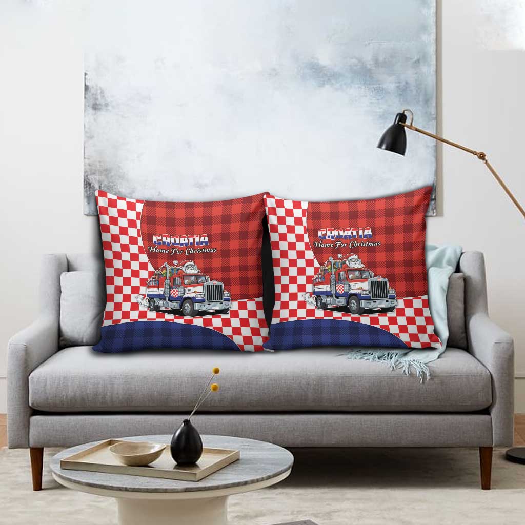 Croatia Christmas Pillow Cover Santa Claus Drives Home With Gifts - Wonder Print Shop