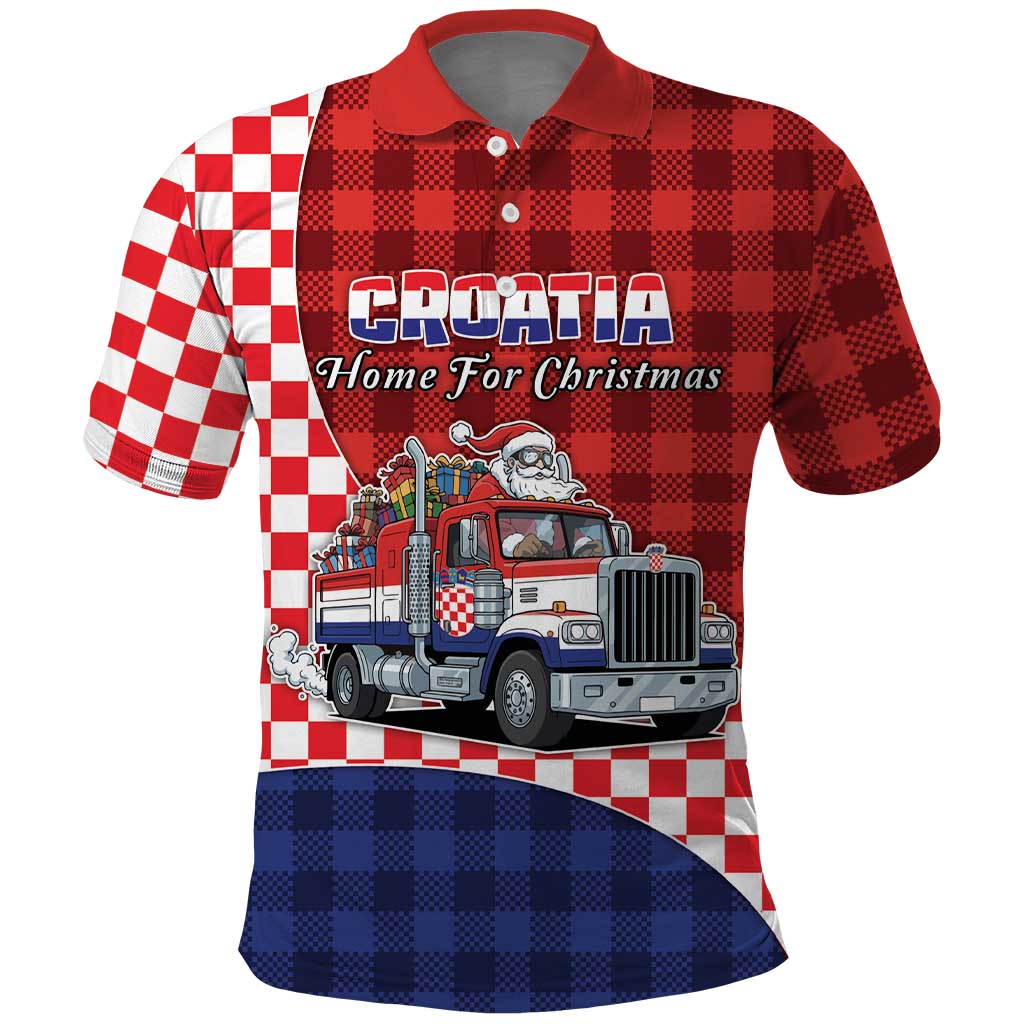 Croatia Christmas Polo Shirt Santa Claus Drives Home With Gifts - Wonder Print Shop