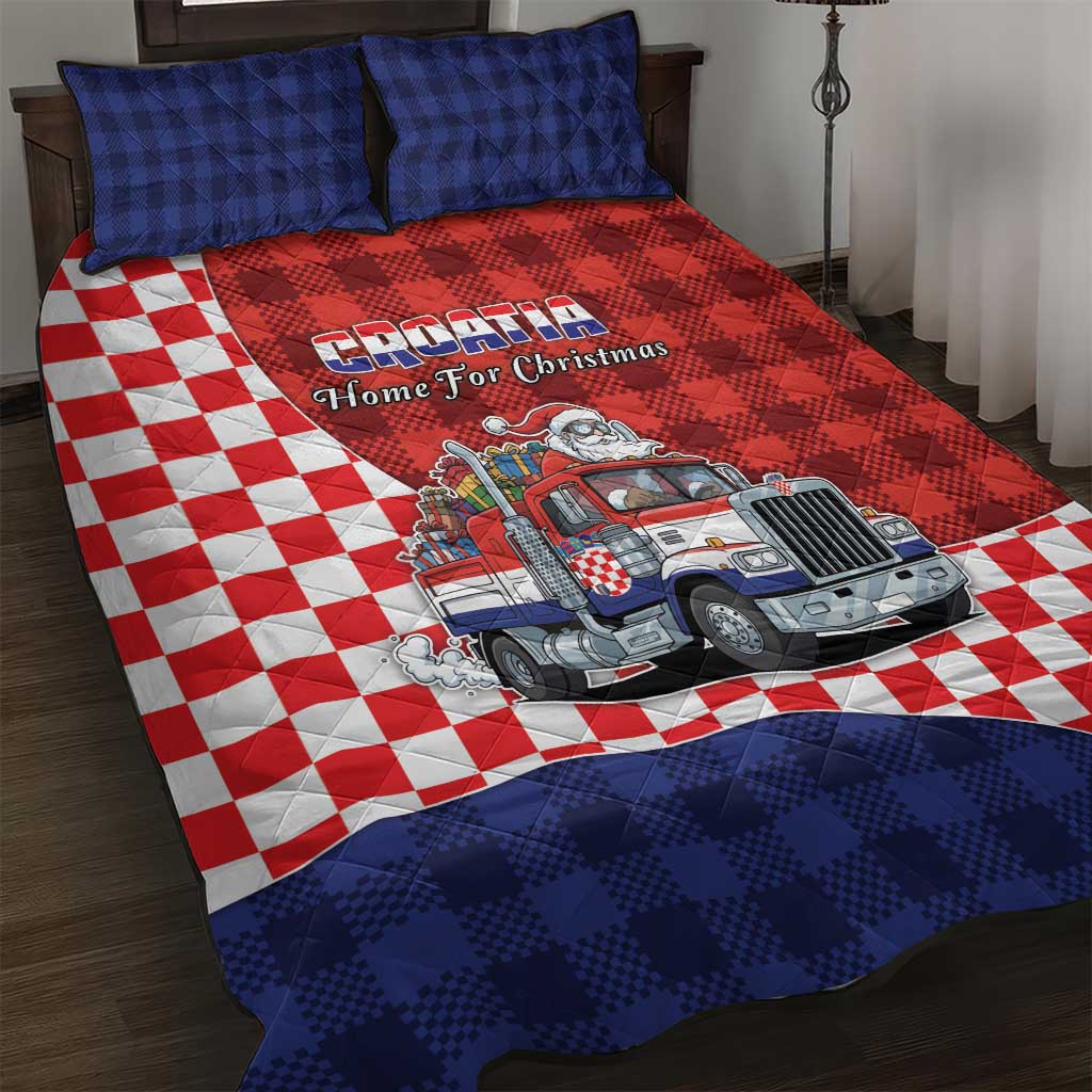 Croatia Christmas Quilt Bed Set Santa Claus Drives Home With Gifts - Wonder Print Shop