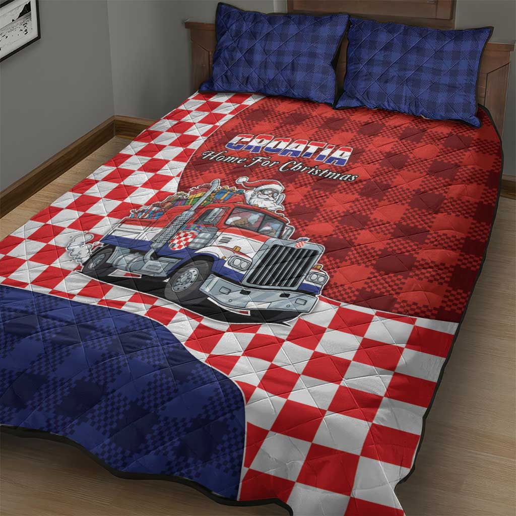 Croatia Christmas Quilt Bed Set Santa Claus Drives Home With Gifts - Wonder Print Shop