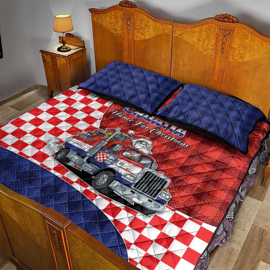 Croatia Christmas Quilt Bed Set Santa Claus Drives Home With Gifts - Wonder Print Shop