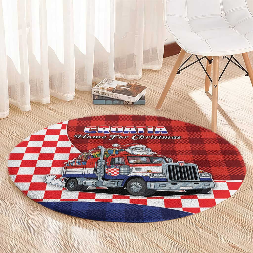 Croatia Christmas Round Carpet Santa Claus Drives Home With Gifts - Wonder Print Shop