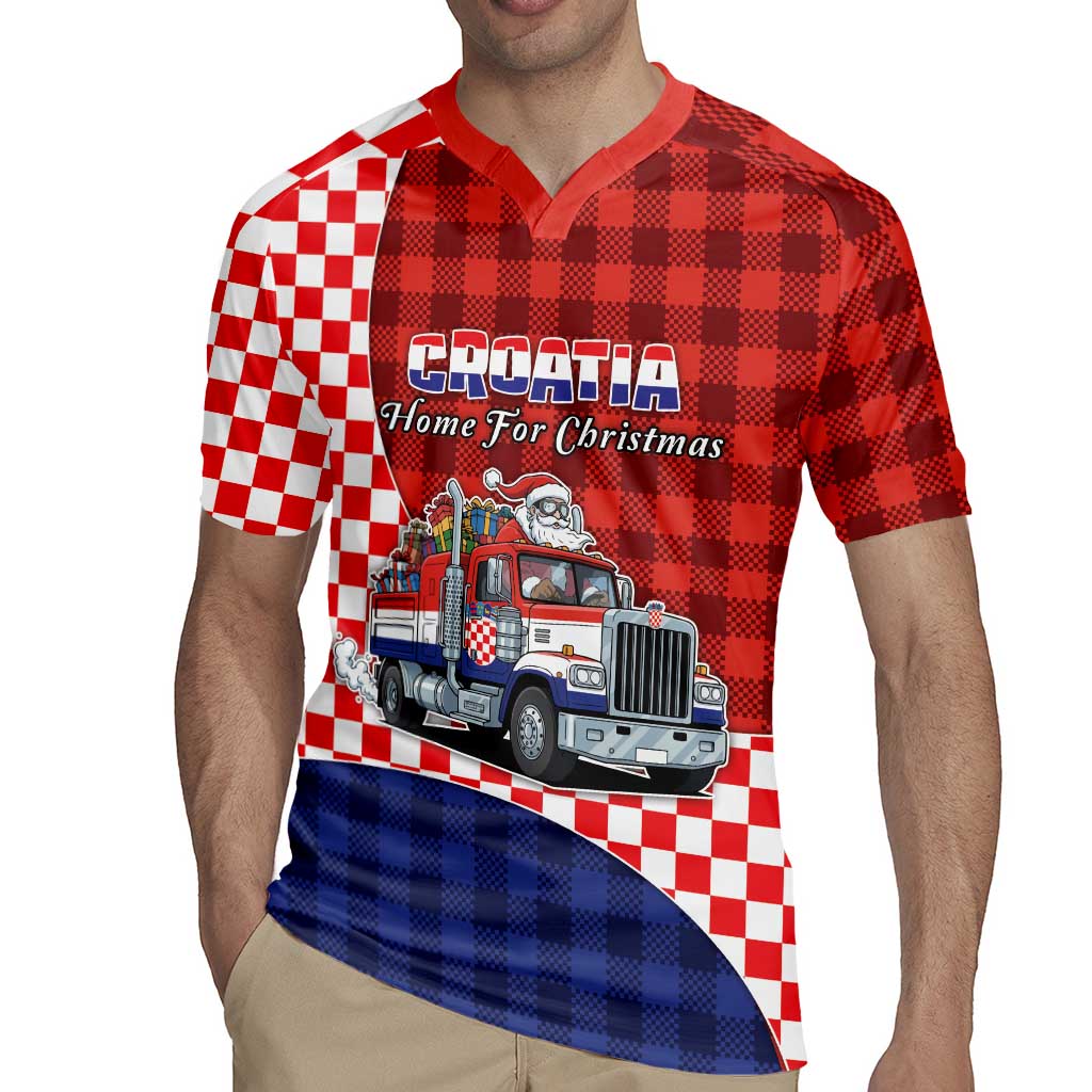 Croatia Christmas Rugby Jersey Santa Claus Drives Home With Gifts - Wonder Print Shop