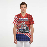 Croatia Christmas Scrub Top Santa Claus Drives Home With Gifts - Wonder Print Shop