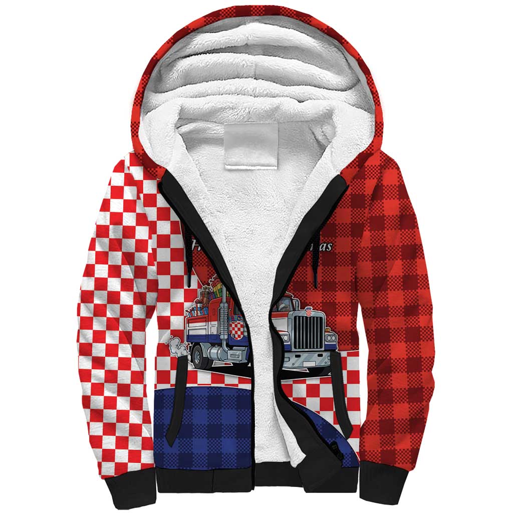Croatia Christmas Sherpa Hoodie Santa Claus Drives Home With Gifts - Wonder Print Shop