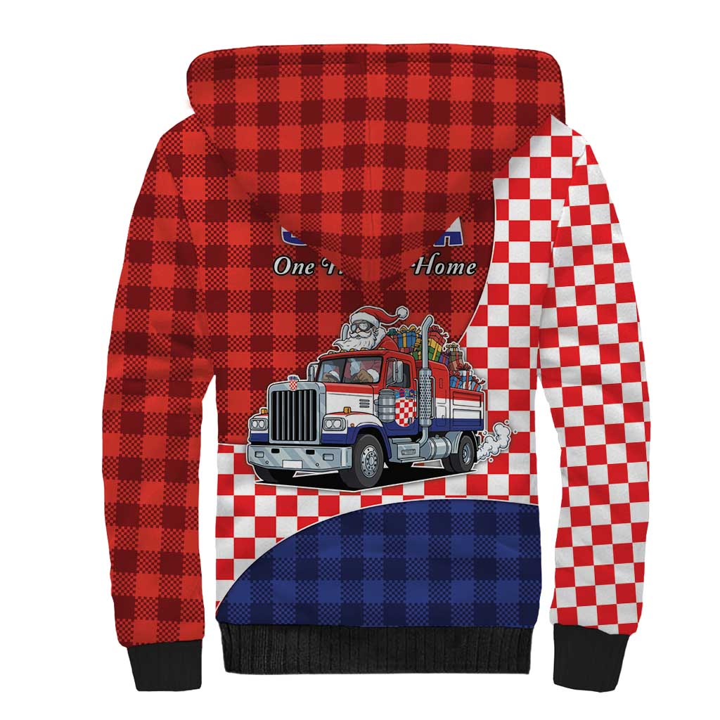 Croatia Christmas Sherpa Hoodie Santa Claus Drives Home With Gifts - Wonder Print Shop