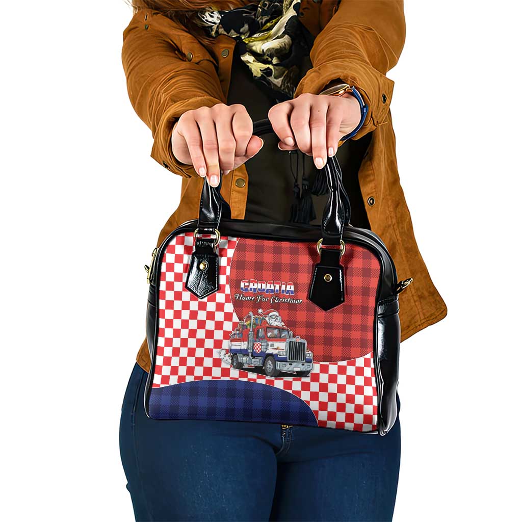 Croatia Christmas Shoulder Handbag Santa Claus Drives Home With Gifts - Wonder Print Shop