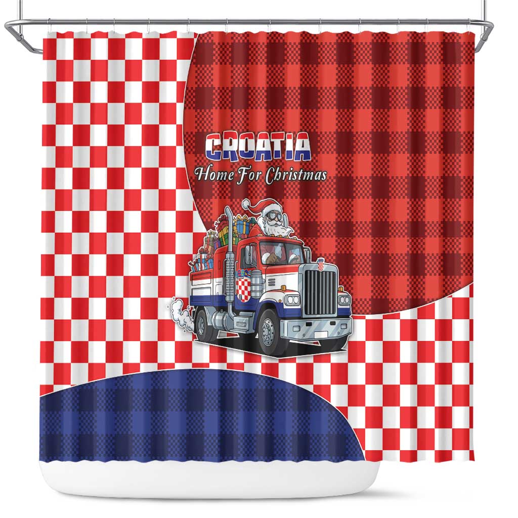 Croatia Christmas Shower Curtain Santa Claus Drives Home With Gifts - Wonder Print Shop