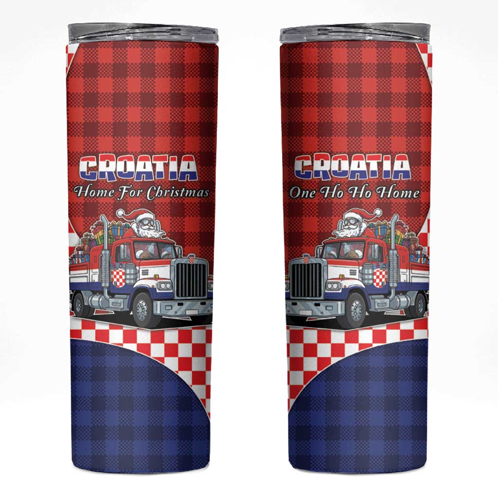 Croatia Christmas Skinny Tumbler Santa Claus Drives Home With Gifts - Wonder Print Shop