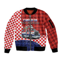 Croatia Christmas Sleeve Zip Bomber Jacket Santa Claus Drives Home With Gifts - Wonder Print Shop