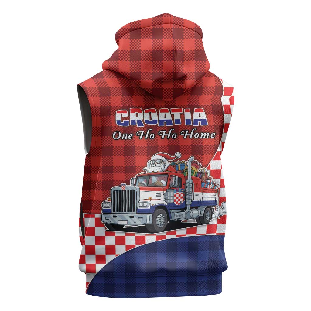 Croatia Christmas Sleeveless Hoodie Santa Claus Drives Home With Gifts - Wonder Print Shop