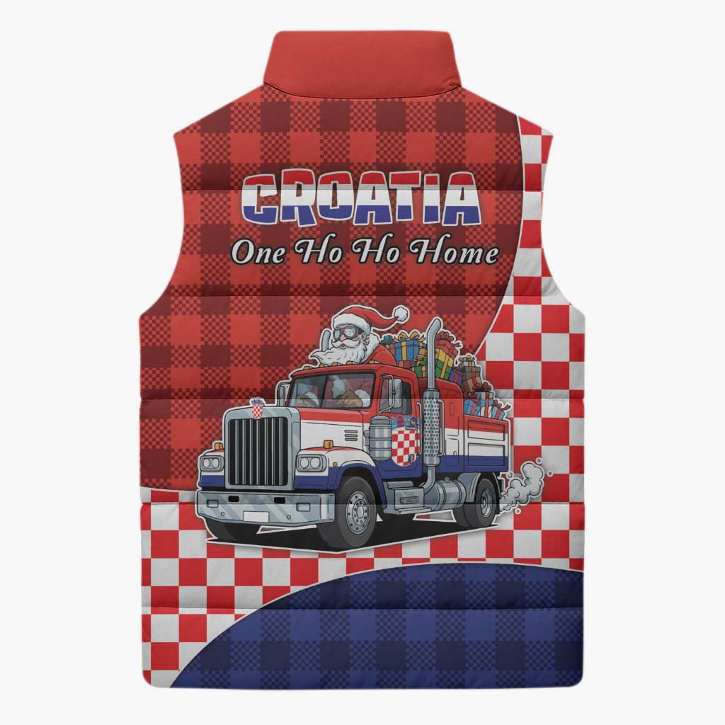 Croatia Christmas Sleeveless Puffer Jacket Santa Claus Drives Home With Gifts - Wonder Print Shop