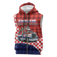 Croatia Christmas Sleeveless Zip Hoodie Santa Claus Drives Home With Gifts - Wonder Print Shop