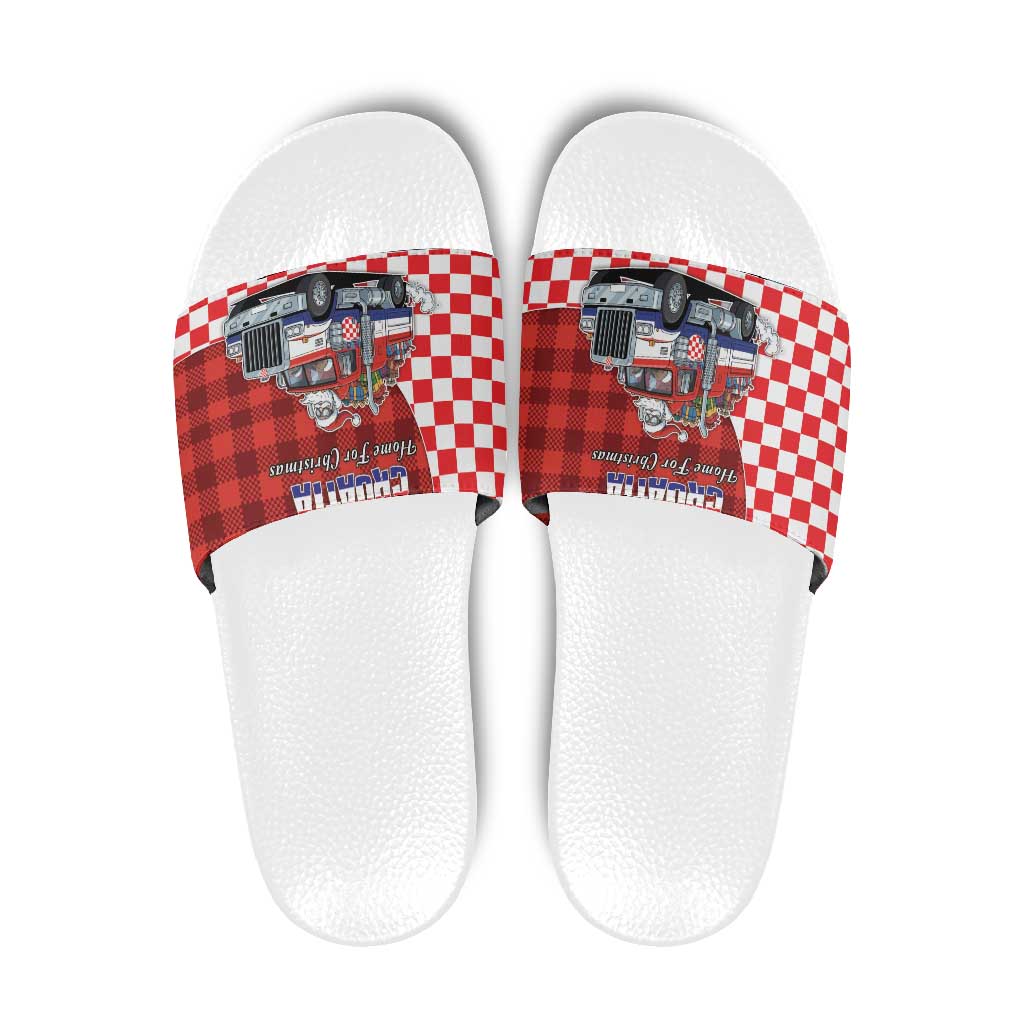 Croatia Christmas Slide Sandals Santa Claus Drives Home With Gifts - Wonder Print Shop