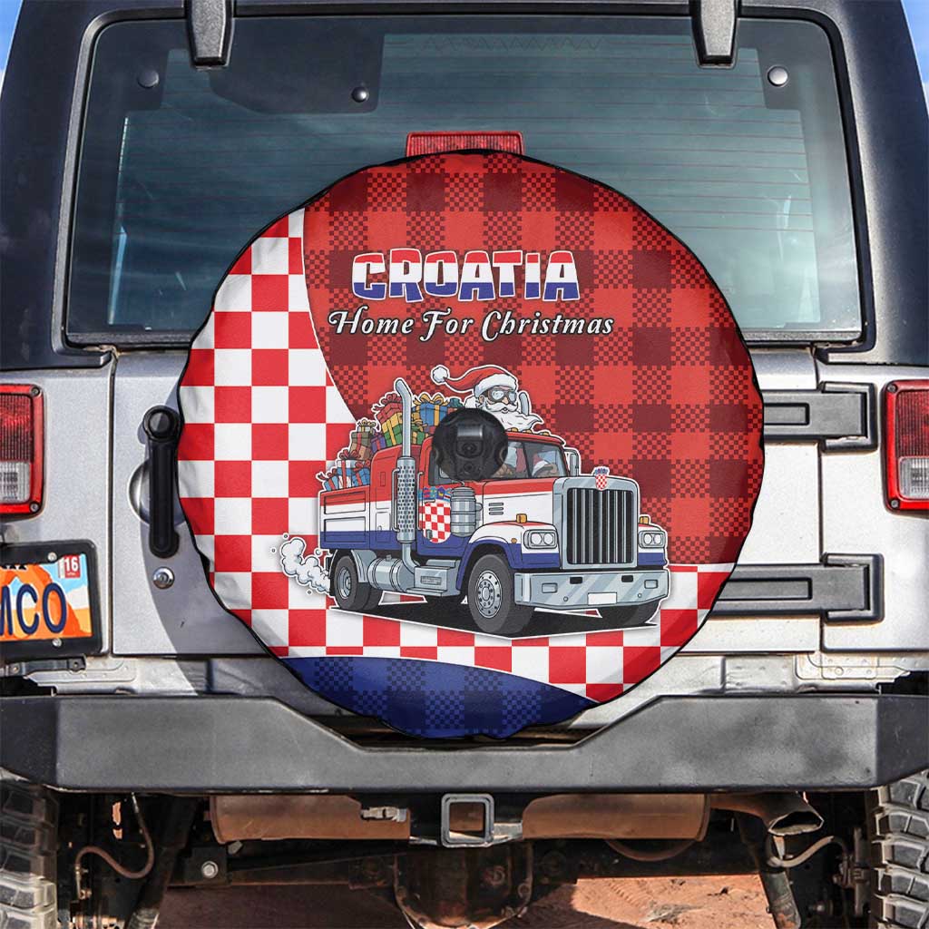 Croatia Christmas Spare Tire Cover Santa Claus Drives Home With Gifts - Wonder Print Shop