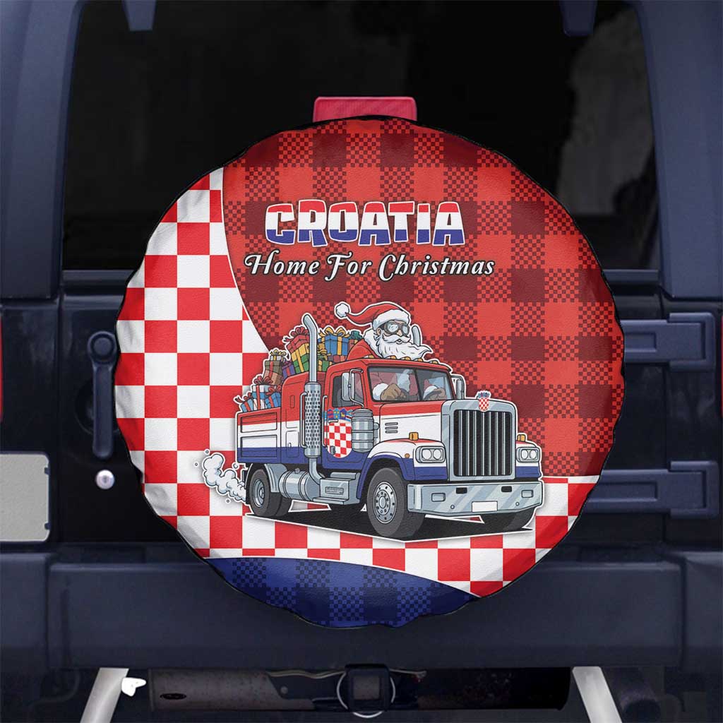 Croatia Christmas Spare Tire Cover Santa Claus Drives Home With Gifts - Wonder Print Shop