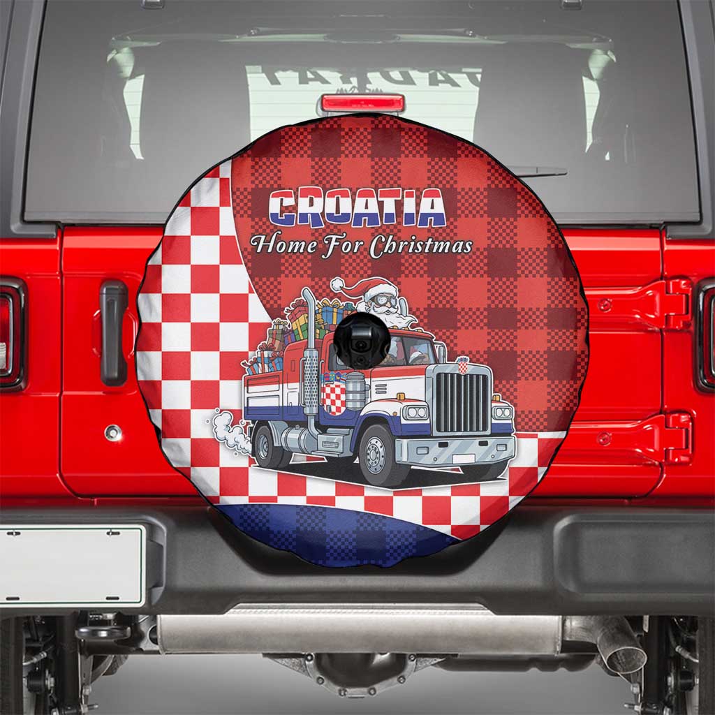 Croatia Christmas Spare Tire Cover Santa Claus Drives Home With Gifts - Wonder Print Shop