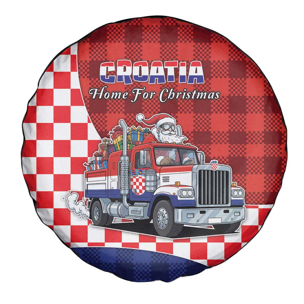 Croatia Christmas Spare Tire Cover Santa Claus Drives Home With Gifts - Wonder Print Shop