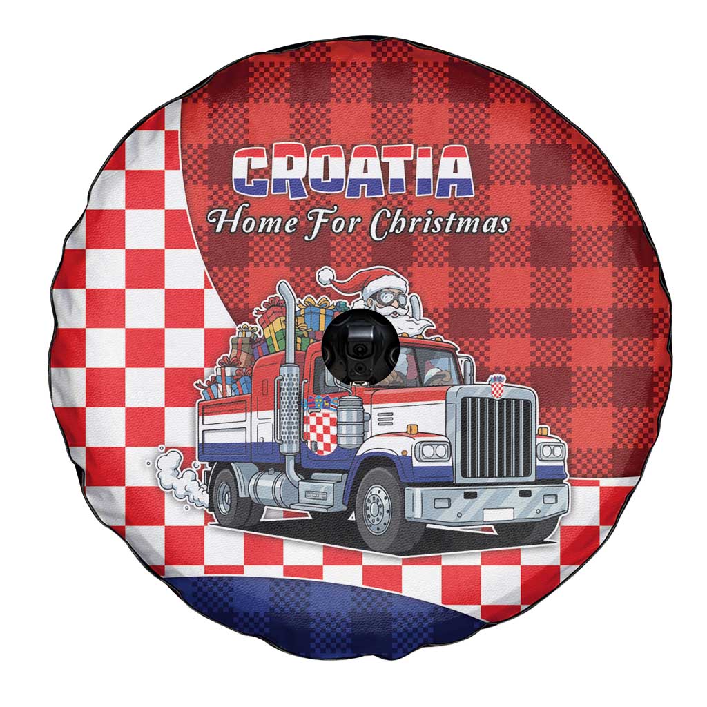 Croatia Christmas Spare Tire Cover Santa Claus Drives Home With Gifts - Wonder Print Shop