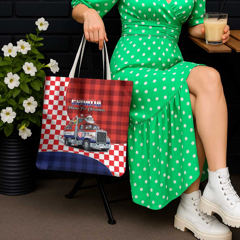 Croatia Christmas Tote Bag Santa Claus Drives Home With Gifts - Wonder Print Shop