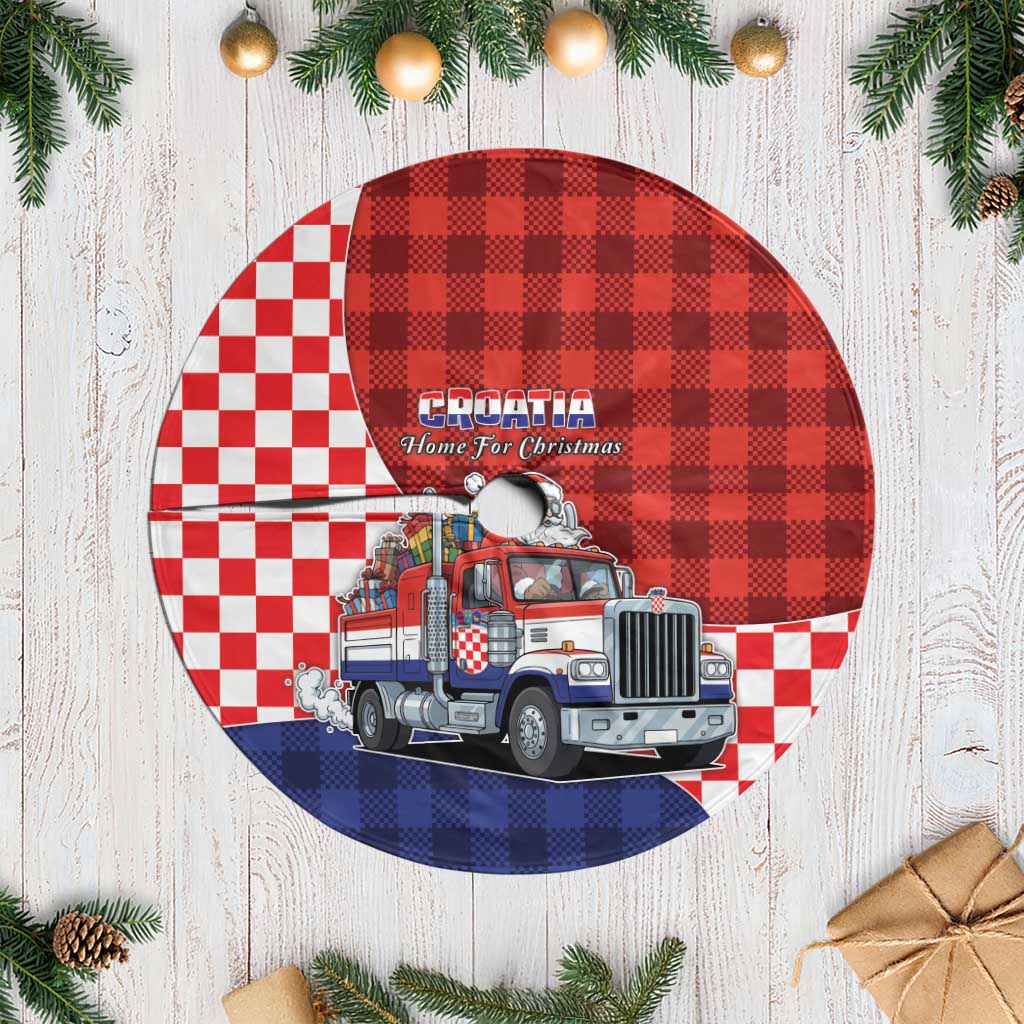 Croatia Christmas Tree Skirt Santa Claus Drives Home With Gifts - Wonder Print Shop