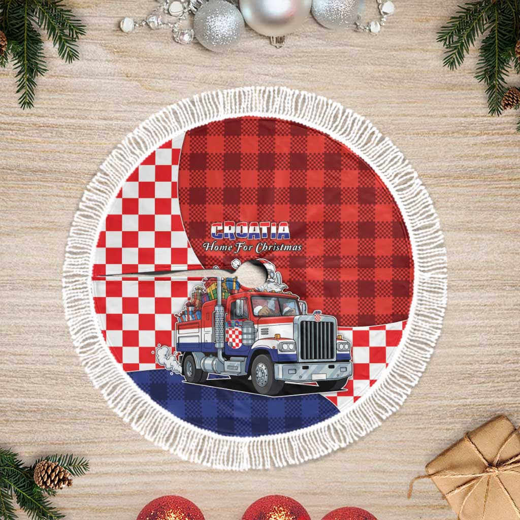 Croatia Christmas Tree Skirt Santa Claus Drives Home With Gifts - Wonder Print Shop