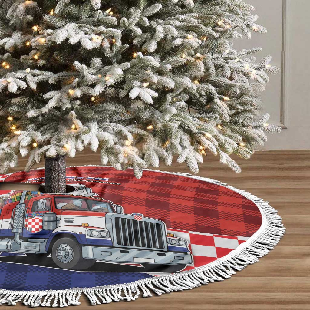 Croatia Christmas Tree Skirt Santa Claus Drives Home With Gifts - Wonder Print Shop