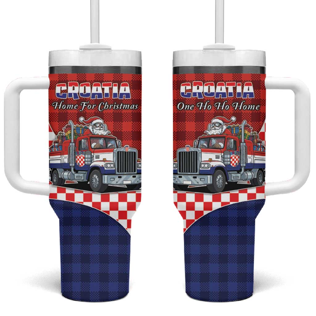 Croatia Christmas Tumbler With Handle Santa Claus Drives Home With Gifts - Wonder Print Shop