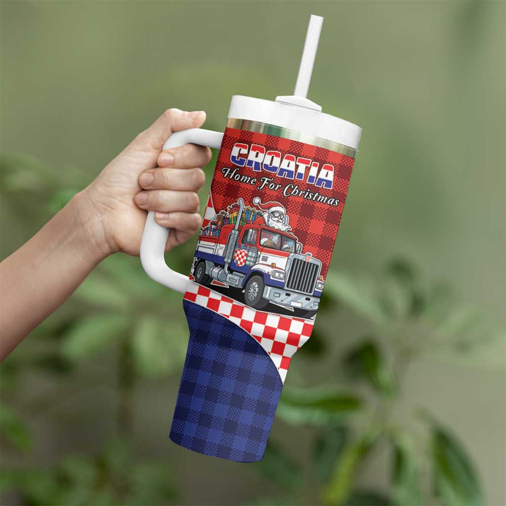Croatia Christmas Tumbler With Handle Santa Claus Drives Home With Gifts - Wonder Print Shop