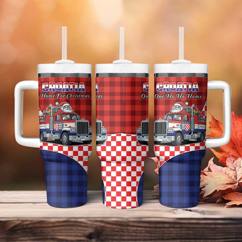 Croatia Christmas Tumbler With Handle Santa Claus Drives Home With Gifts - Wonder Print Shop