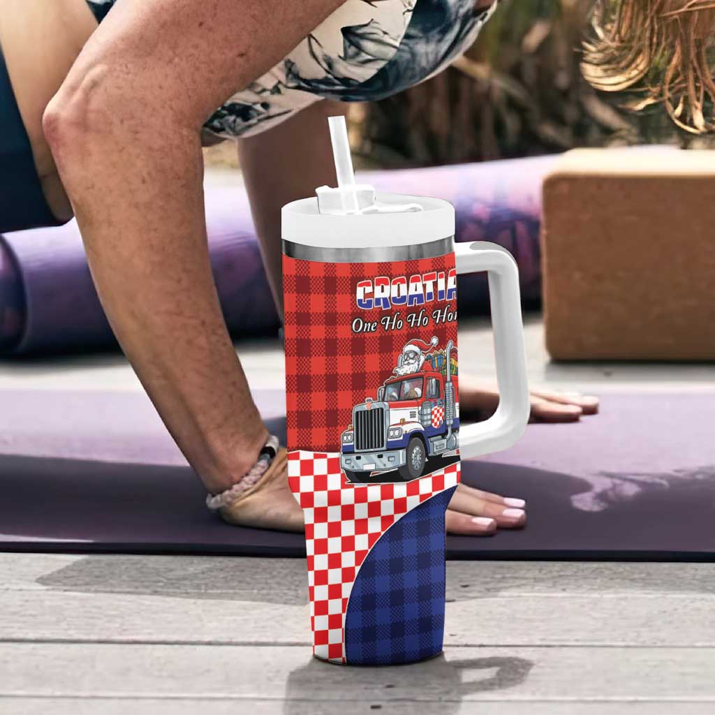 Croatia Christmas Tumbler With Handle Santa Claus Drives Home With Gifts - Wonder Print Shop