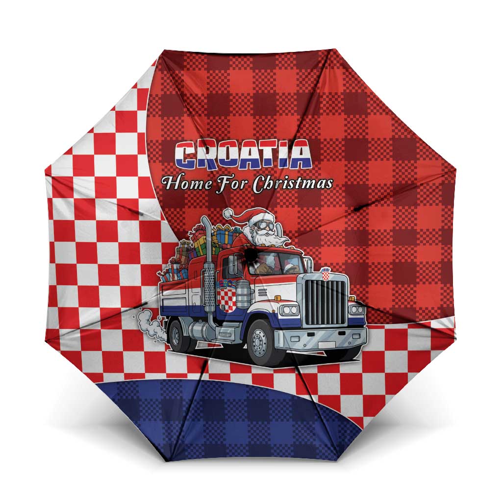 Croatia Christmas Umbrella Santa Claus Drives Home With Gifts - Wonder Print Shop