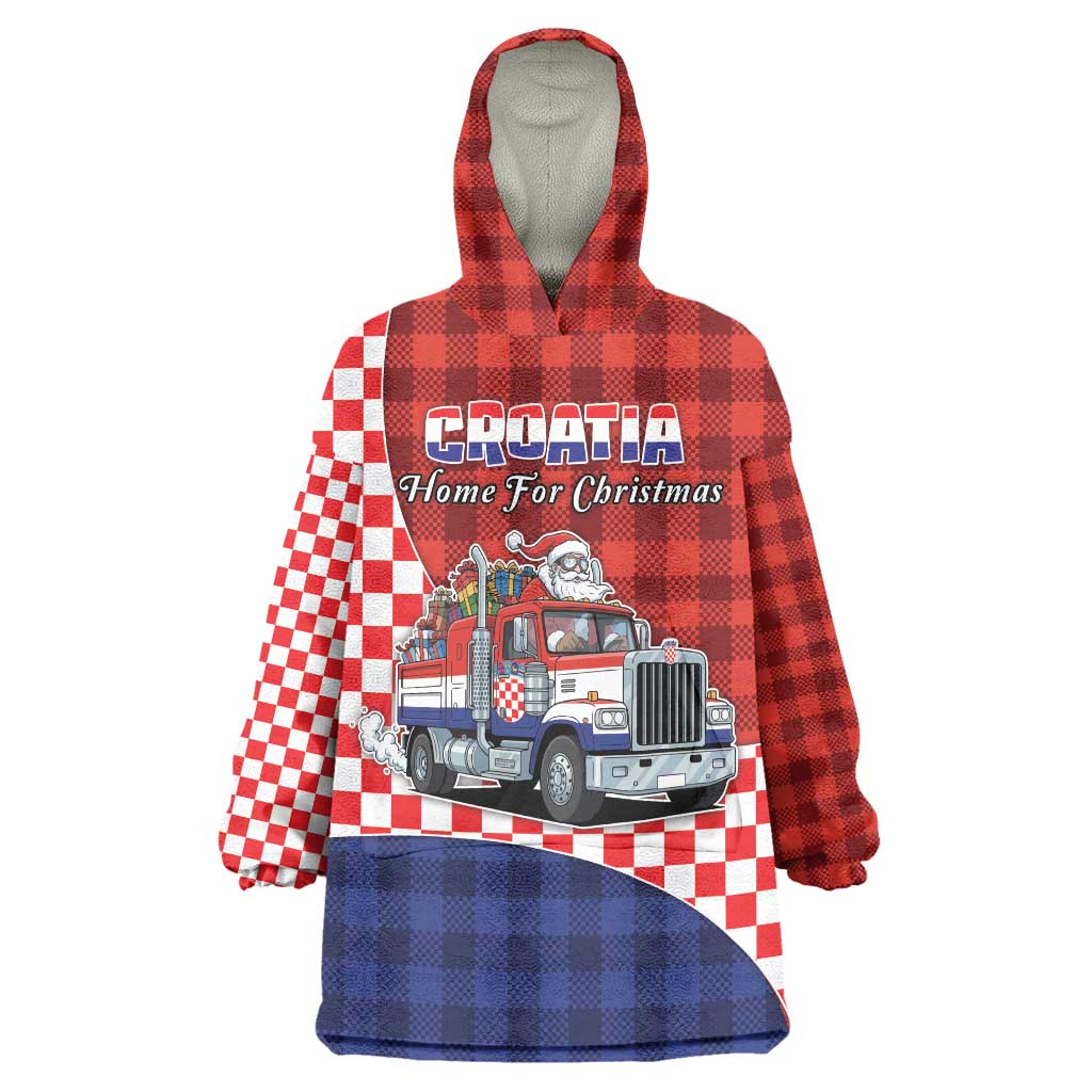 Croatia Christmas Wearable Blanket Hoodie Santa Claus Drives Home With Gifts - Wonder Print Shop