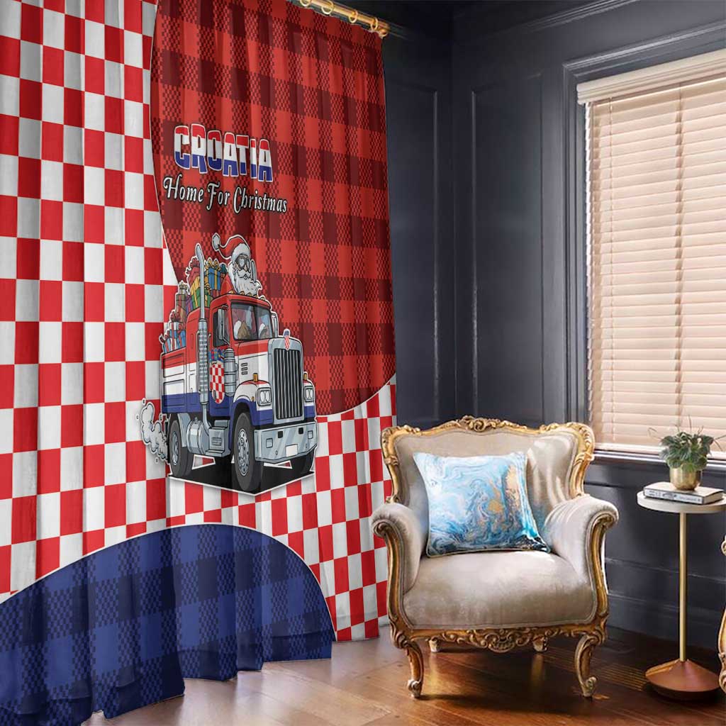 Croatia Christmas Window Curtain Santa Claus Drives Home With Gifts - Wonder Print Shop