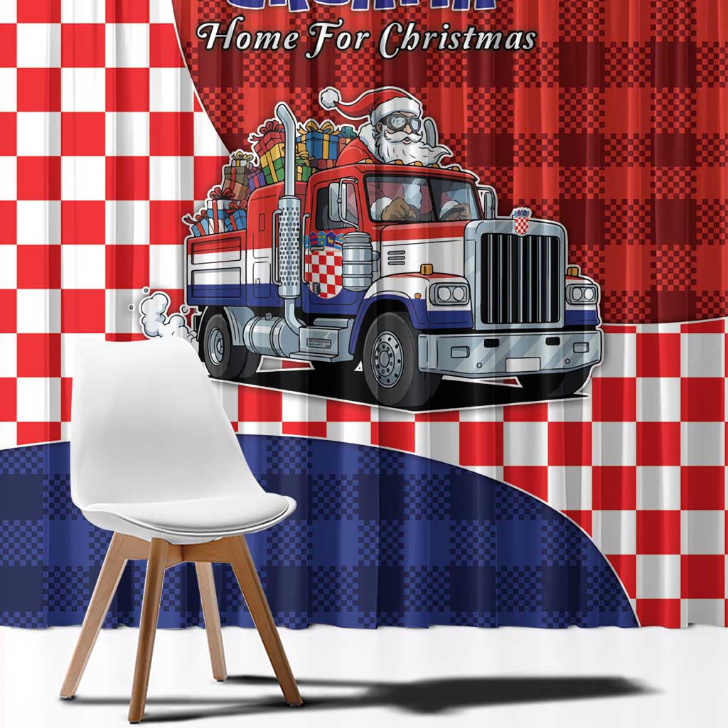 Croatia Christmas Window Curtain Santa Claus Drives Home With Gifts - Wonder Print Shop