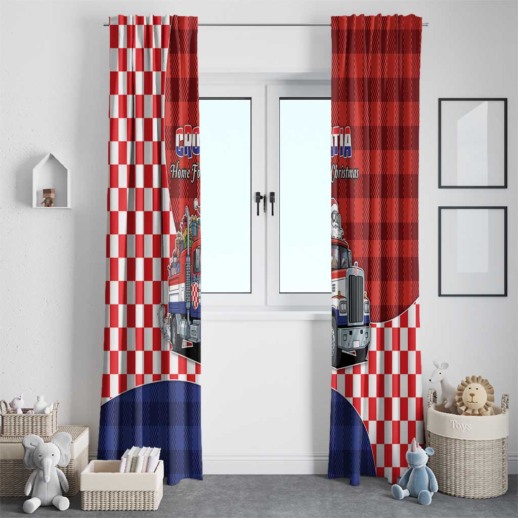 Croatia Christmas Window Curtain Santa Claus Drives Home With Gifts - Wonder Print Shop