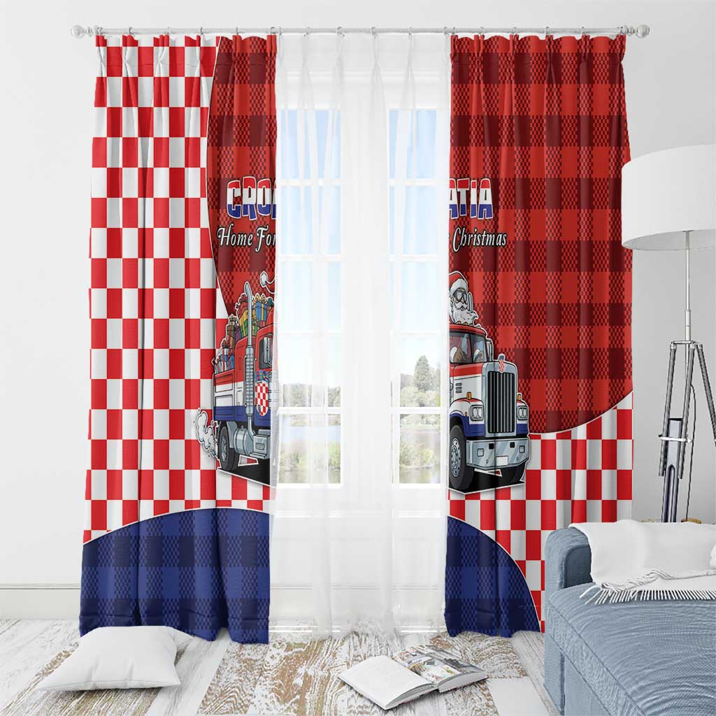 Croatia Christmas Window Curtain Santa Claus Drives Home With Gifts - Wonder Print Shop