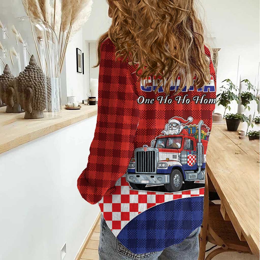 Croatia Christmas Women Casual Shirt Santa Claus Drives Home With Gifts - Wonder Print Shop