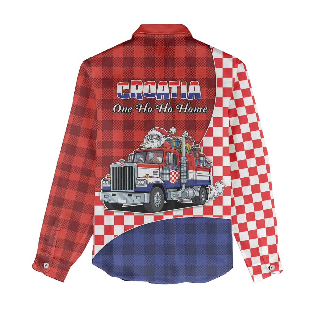 Croatia Christmas Women Casual Shirt Santa Claus Drives Home With Gifts - Wonder Print Shop